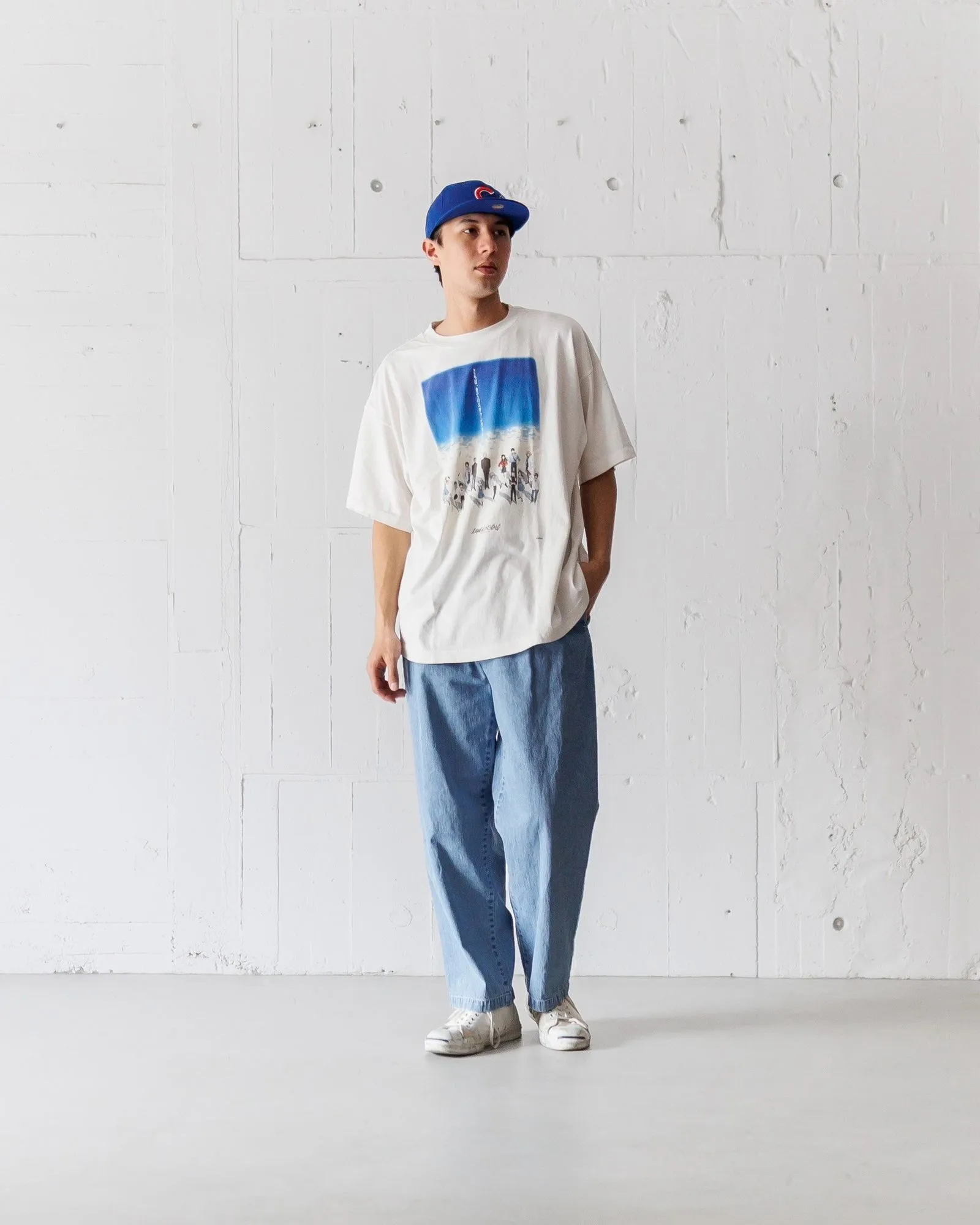SAINT Mxxxxxx × EVENGELION × GEEKS RULE EV_SS TEE/BLUE/WHT Three-party co-branded Neon Genesis Evangelion co-branded TEE off-white S-XL Made of original OE yarn tube weaving without side seams to distinguish the width of the fabric Original consistent co-branded label/co-branded wash mark/little angel anti-counterfeiting label Top-notch printing technology Repeated pattern making, closely following the original details